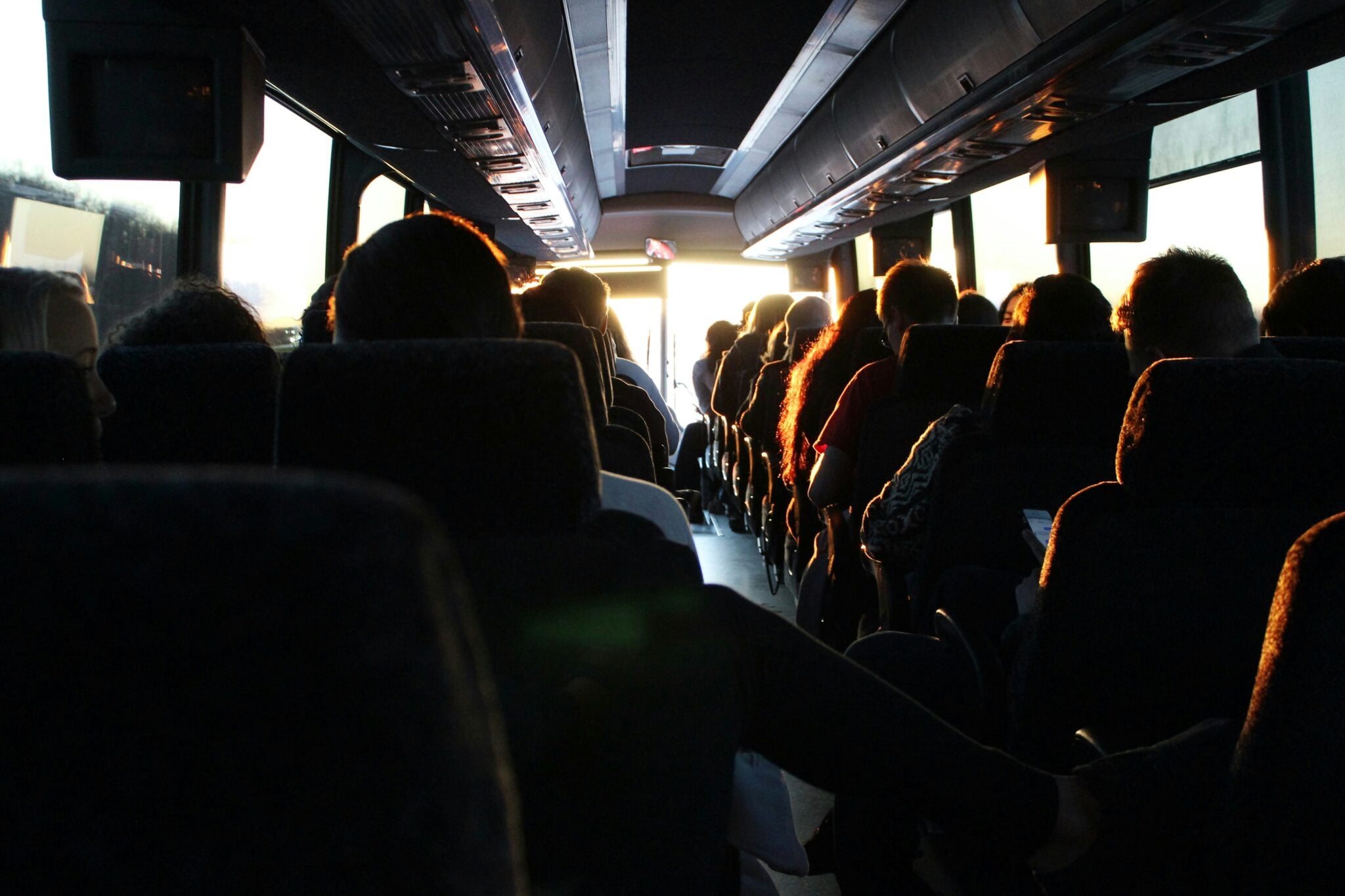 Local group transportation service in New Lenox, Luxury coach bus ready for group charter service in New Lenox, Illinois, from Stop & Go Limo Airport Shuttle Service.