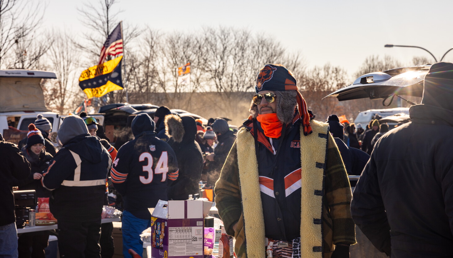Local party bus rental service in Chicagoland, Chicago Bears party bus transportation to Soldier Field, serving Chicagoland, from Stop & Go Limo Airport Shuttle Service.