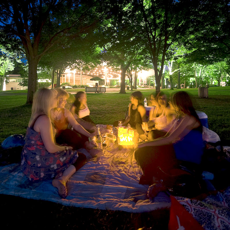 Local airport shuttle service in Chicagoland, Ravinia Festival pavilion and lawn, Highland Park, Illinois, served by Airport Shuttle Service, from Stop & Go Limo Airport Shuttle Service.