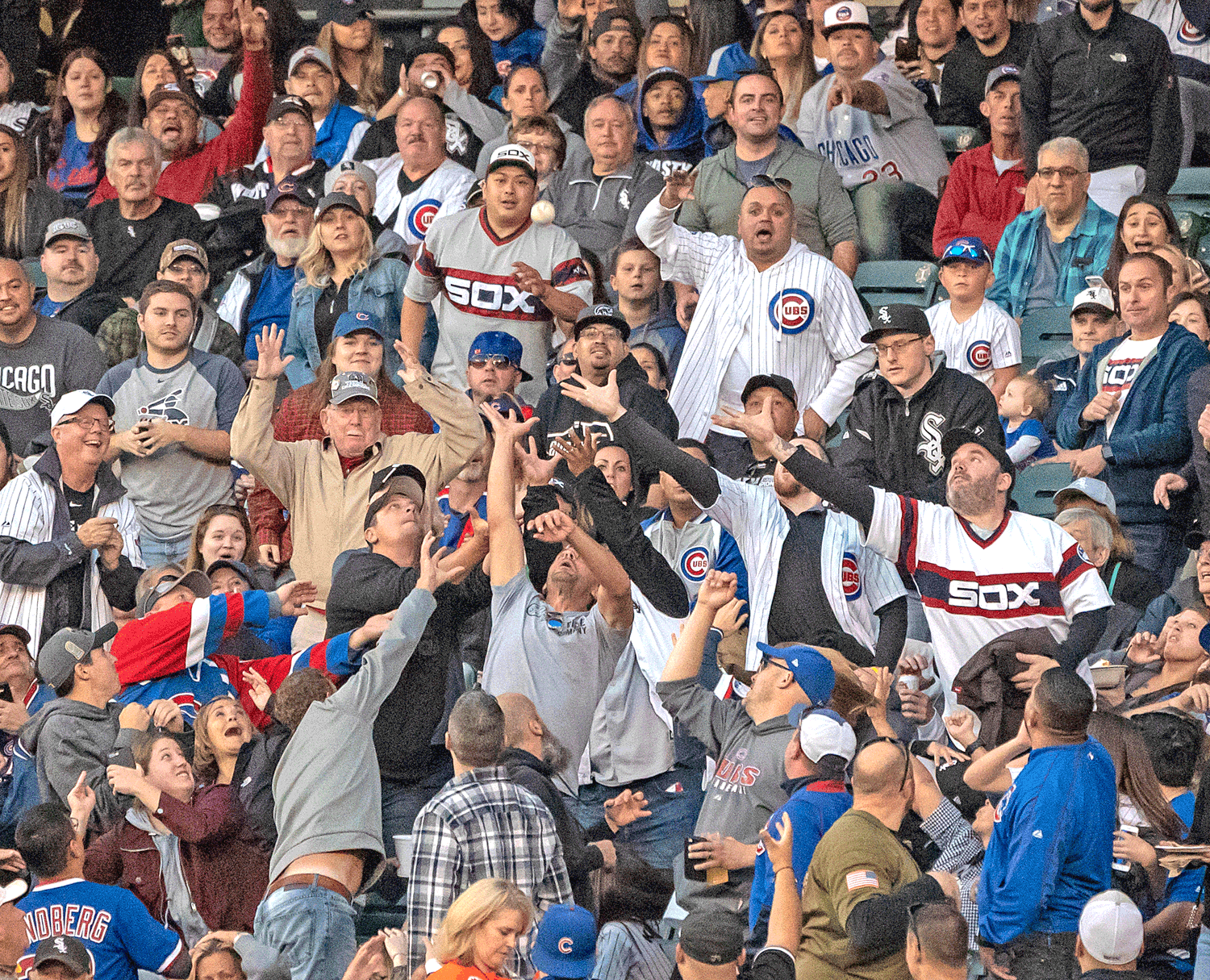 Local airport shuttle service in Chicago, A group of baseball fans on game day in Chicago, served by Airport Shuttle Service for the Crosstown Classic, from Stop & Go Limo Airport Shuttle Service.