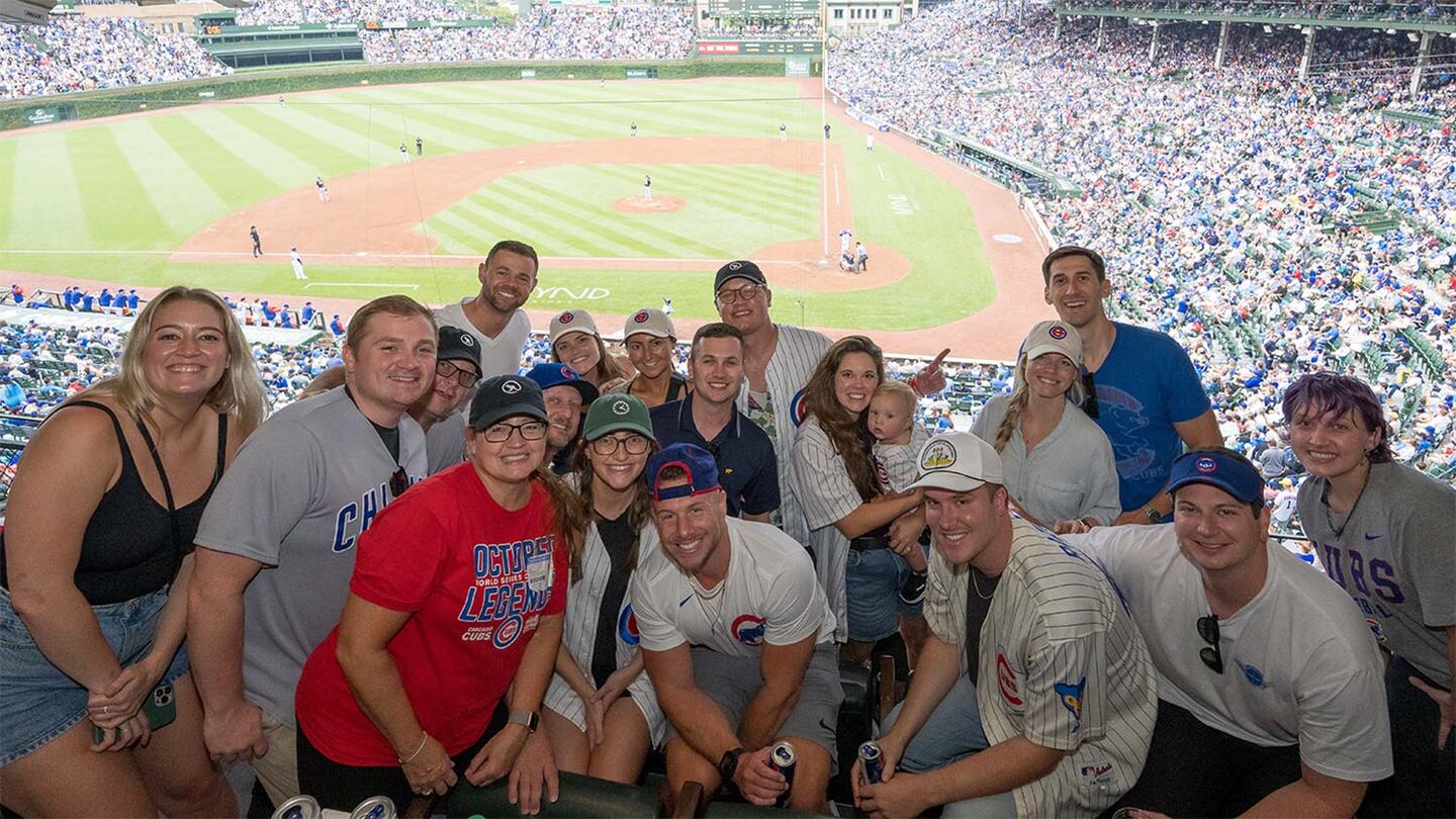 Local sports event transportation service in Chicago, A group of Cubs fans at Wrigley Field on game day, Chicago, Illinois, from Stop & Go Limo Airport Shuttle Service.